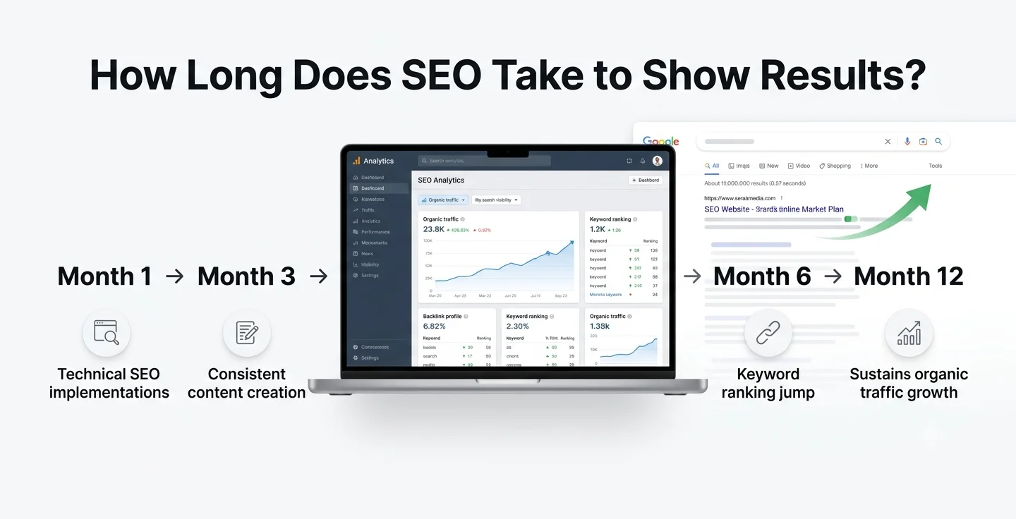 SEO results timeline chart